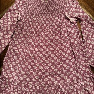 Mango Kids Floral Dress Girls Size 11–12 Burgundy Long Sleeve